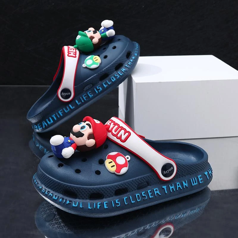 儿童洞洞鞋男童马里奥拖鞋夏季男孩中大童防滑软底宝宝沙滩鞋外穿