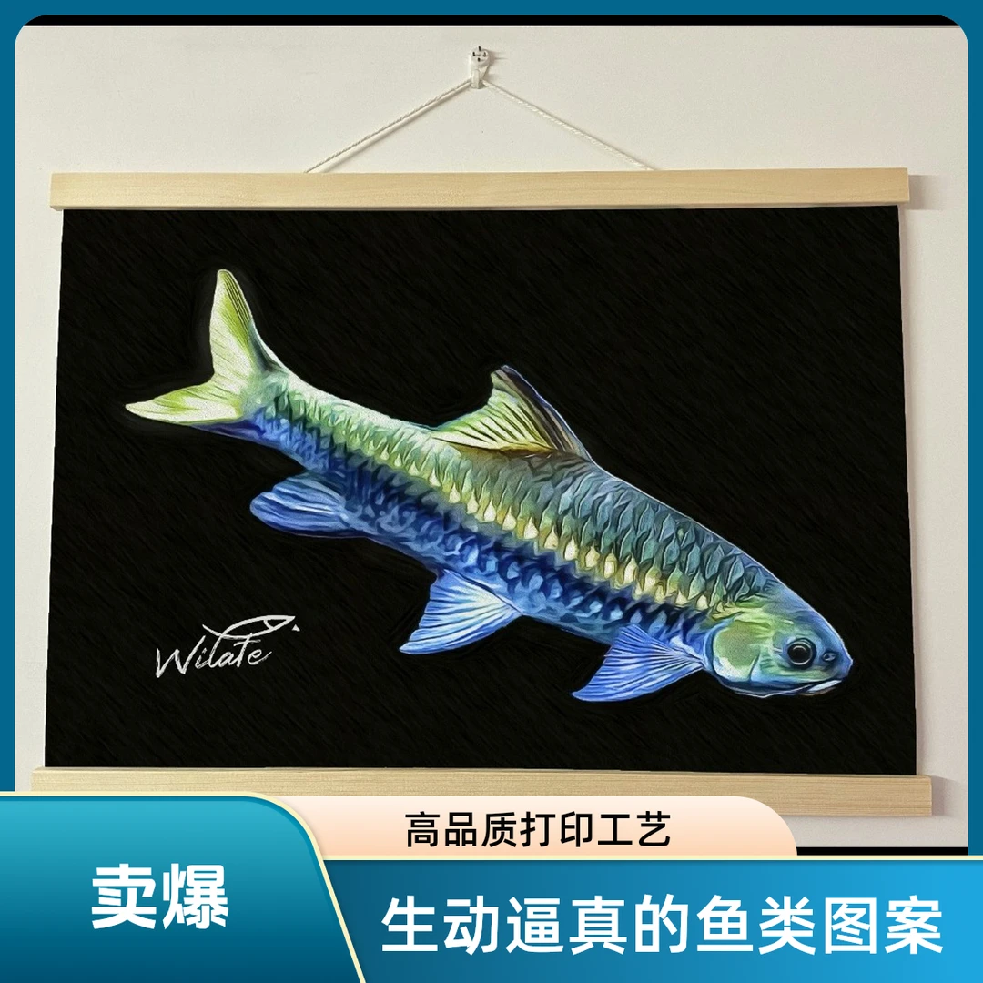 蓝吉罗哥拉巴拉 皇室金 异口新光唇 史氏吉罗装饰画吉罗鱼挂画像