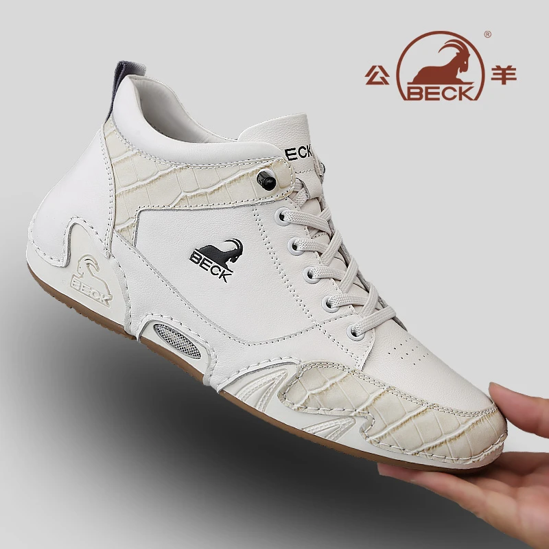 BECK/公羊男鞋2025秋季新款男士真皮轻便软底百搭运动防滑鞋子