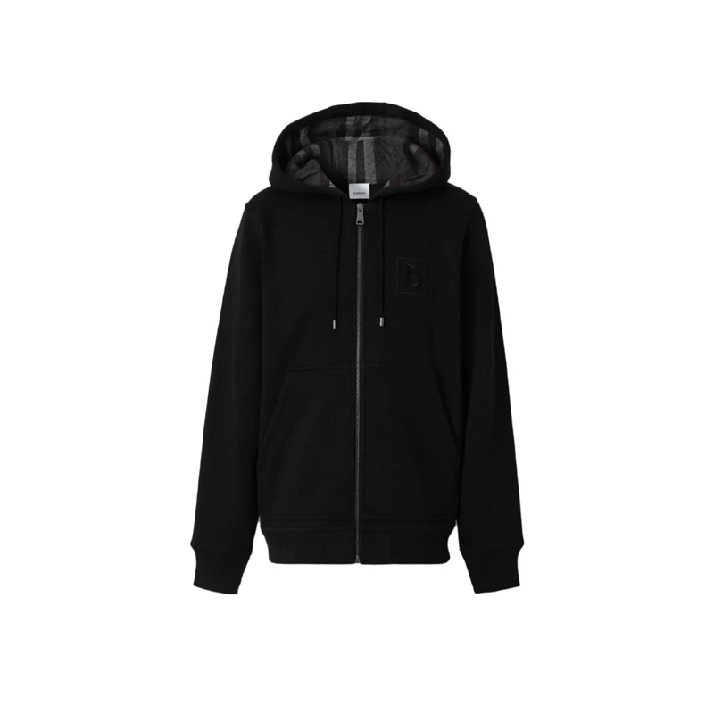 BURBERRY/博柏利Burberry博柏利 纯色字母刺绣连帽抽绳拉链卫衣