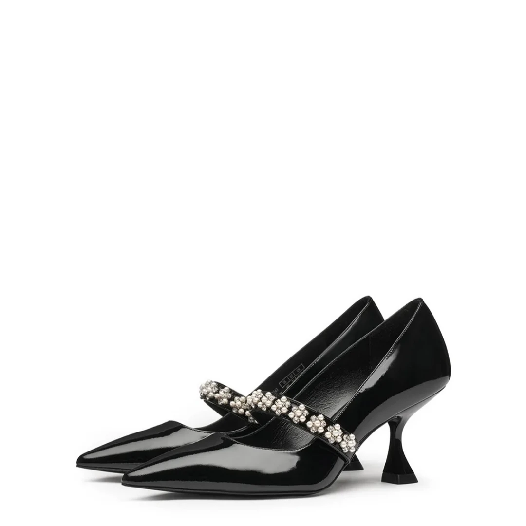 【长春卓展SW】POPPY MARY JANE 75黑漆皮高跟鞋