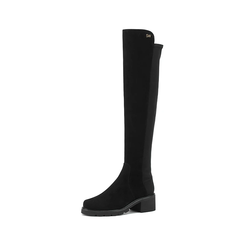 StuartWeitzman【商场同款】SW ALINA黑磨砂皮过膝靴