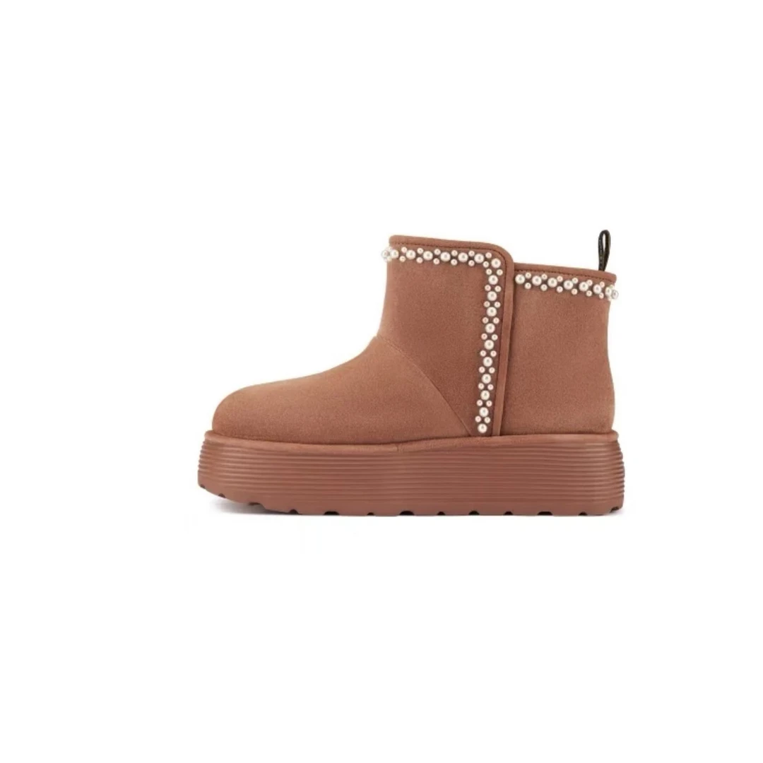 【成都王府井】NELLIE PEARL FLATFORM BOOTIE卡布奇诺短靴