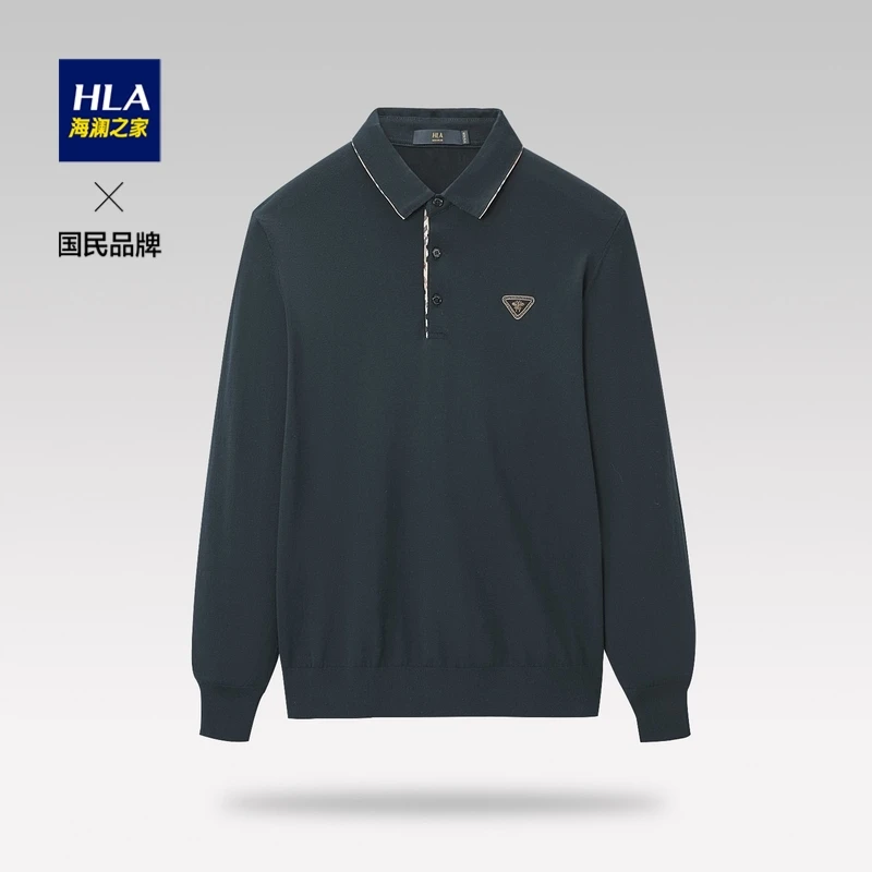 HLA/海澜之家半开襟Polo领打底长袖针织衫男士秋冬装休闲2024爆款