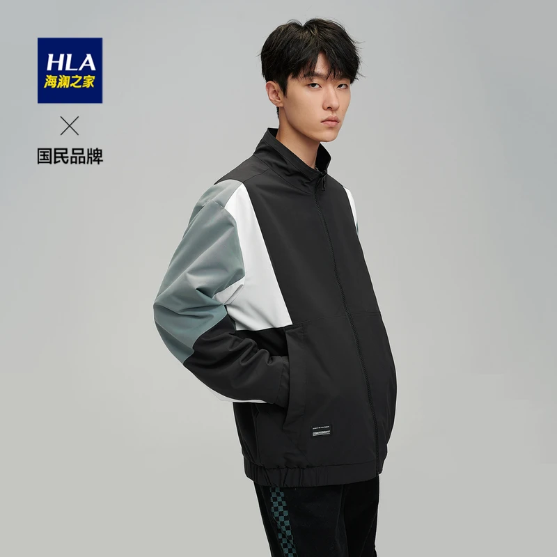 HLA/海澜之家双面穿立领舒适拼接夹克