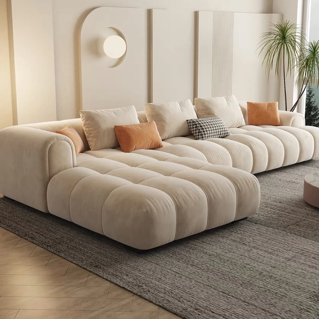 奶油风沙发轻奢法式科技布客厅贵妃转角方块乳胶意式极简云朵别墅