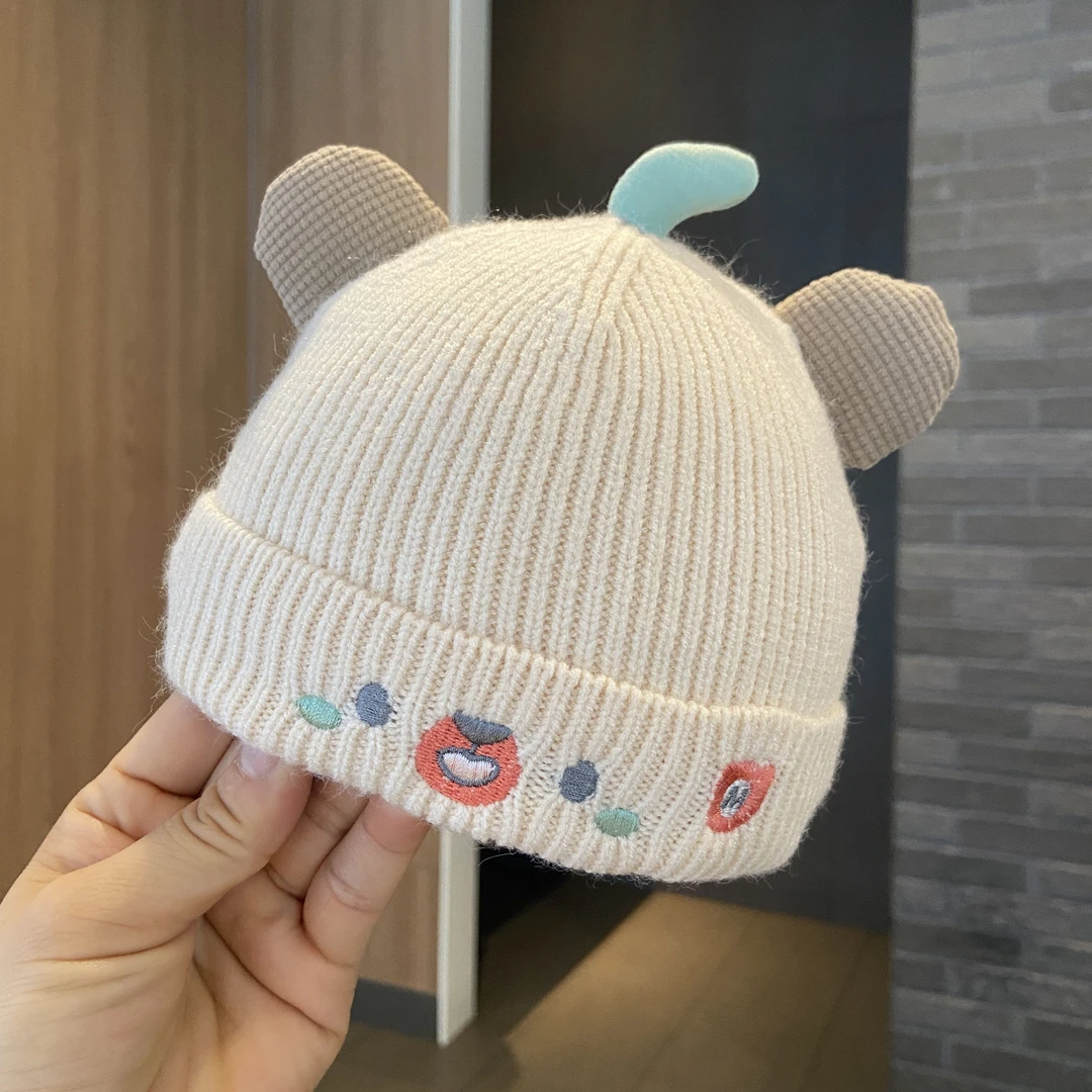 宝宝帽子秋冬款可爱超萌男女宝宝套头帽婴幼儿保暖卡通毛线帽潮