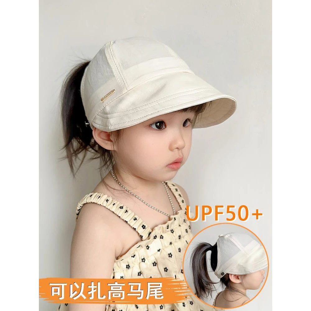 儿童遮阳帽防紫外线宝宝防晒帽女童鸭舌帽夏季薄款速干空顶太阳帽