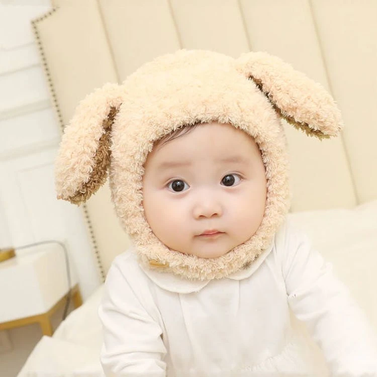 婴幼儿帽子秋冬季保暖毛绒帽男女宝宝针织帽6-12-24个月毛线帽厚