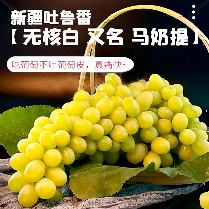 冷链新疆吐鲁番无核白葡萄纯甜【多仓发货】精品果5斤装包邮