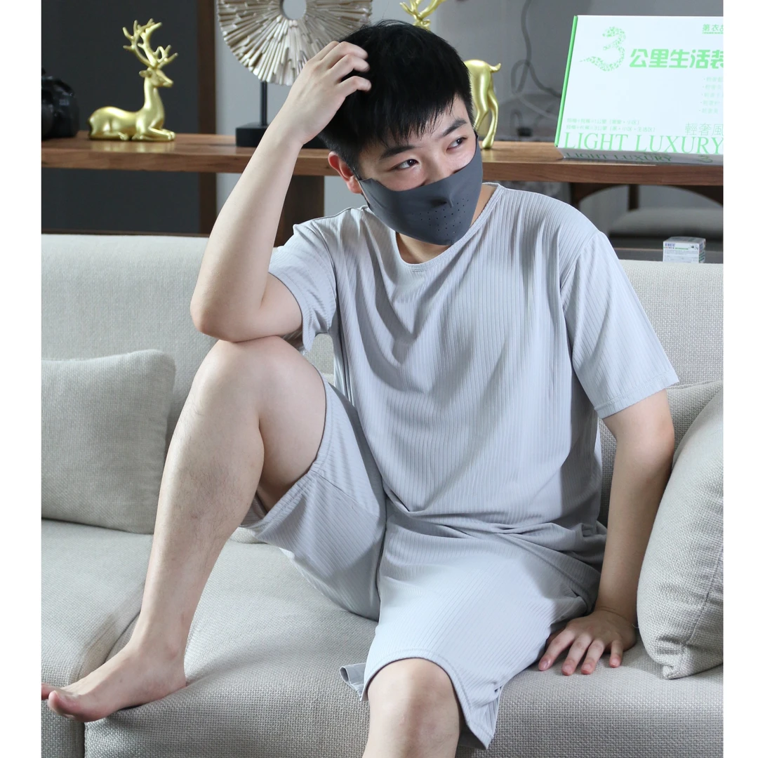 轻奢男士时尚简约外穿家居大码男睡衣休闲夏季透气男睡衣薄款