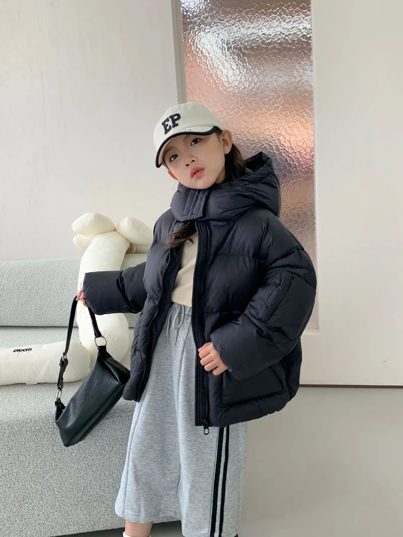 90白鸭绒H型短款连帽童装羽绒服KX-7379