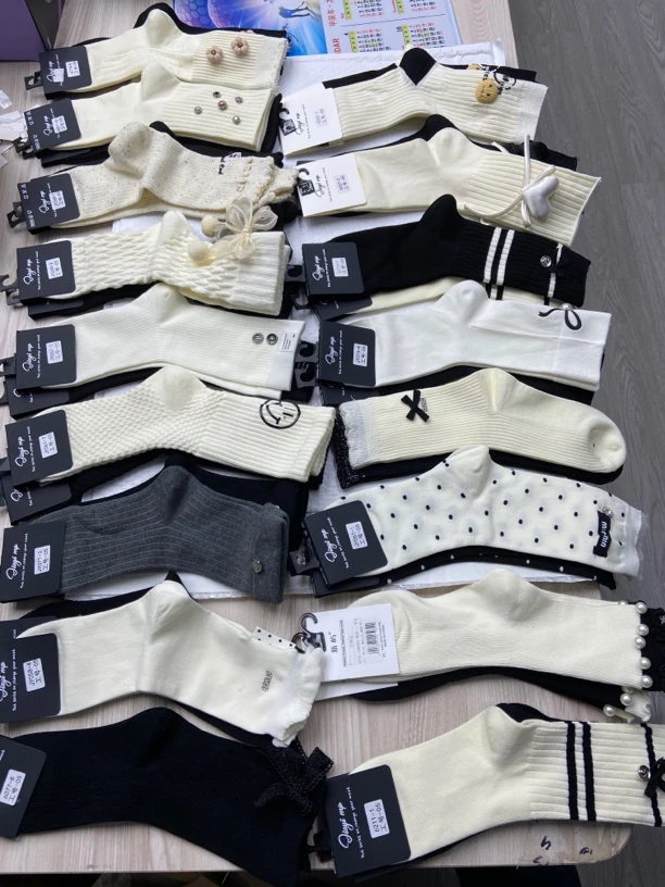 工艺饰品袜混色5双装 中筒女袜WZ-666