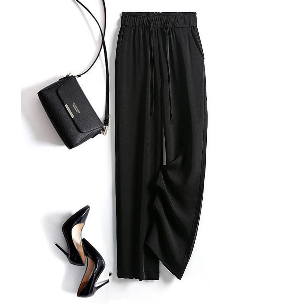 抗皱冰凉丝 堪比真丝质感！新中式凉凉裤休闲直筒裤子窄版阔腿裤女