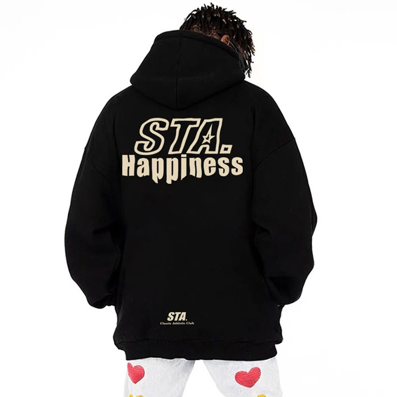 STA. SRXRMD潮牌重磅下坠星印花连帽卫衣男女秋宽松百搭情侣上衣
