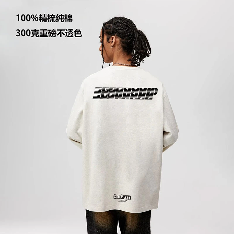 STA. SRXRMD潮牌百叶窗SR长袖T恤美式宽松重磅男春秋情侣打底上衣