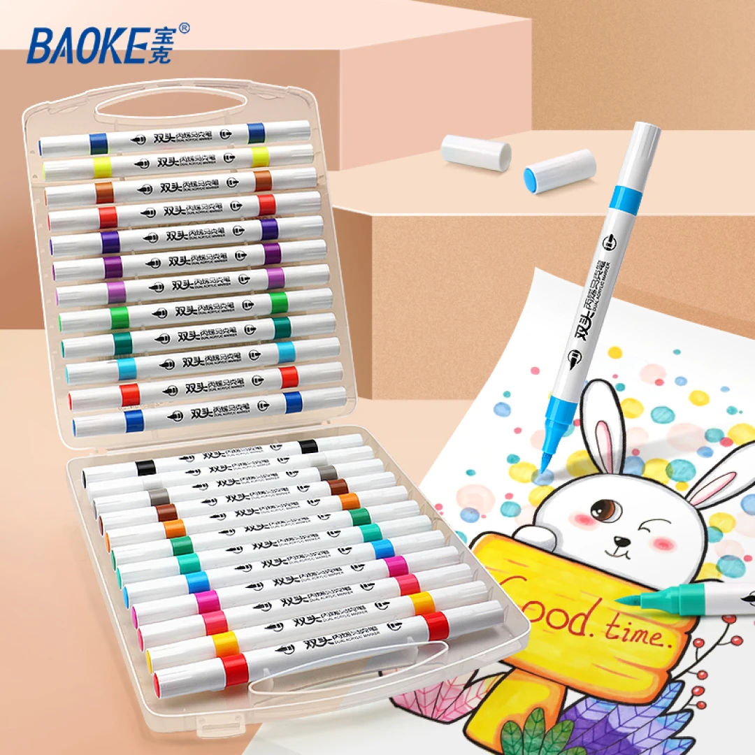 新疆包邮宝克2922-12大容量双头丙烯马克笔