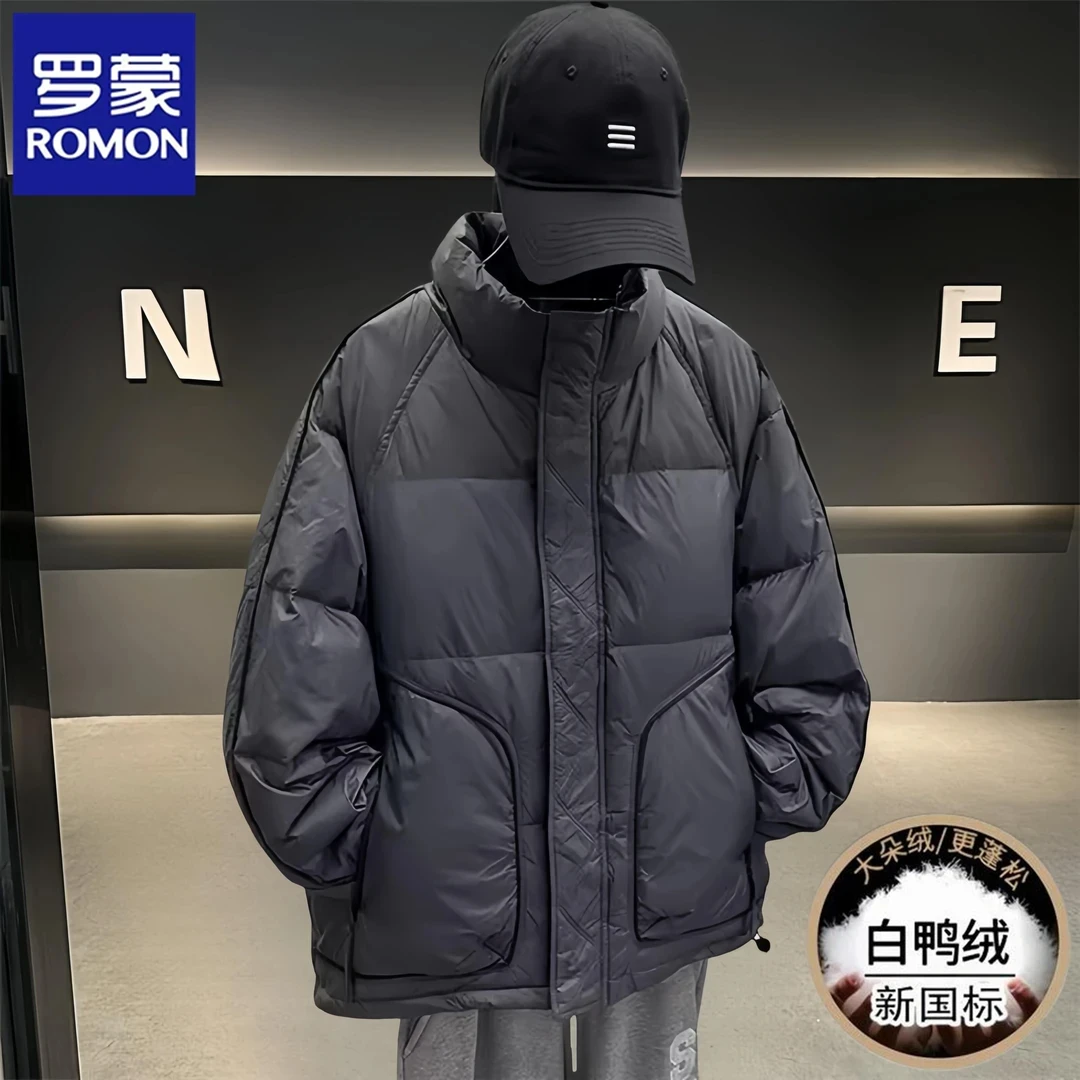 罗蒙男士立领羽绒外套轻薄短款冬季新款潮牌百搭保暖加厚外套男潮