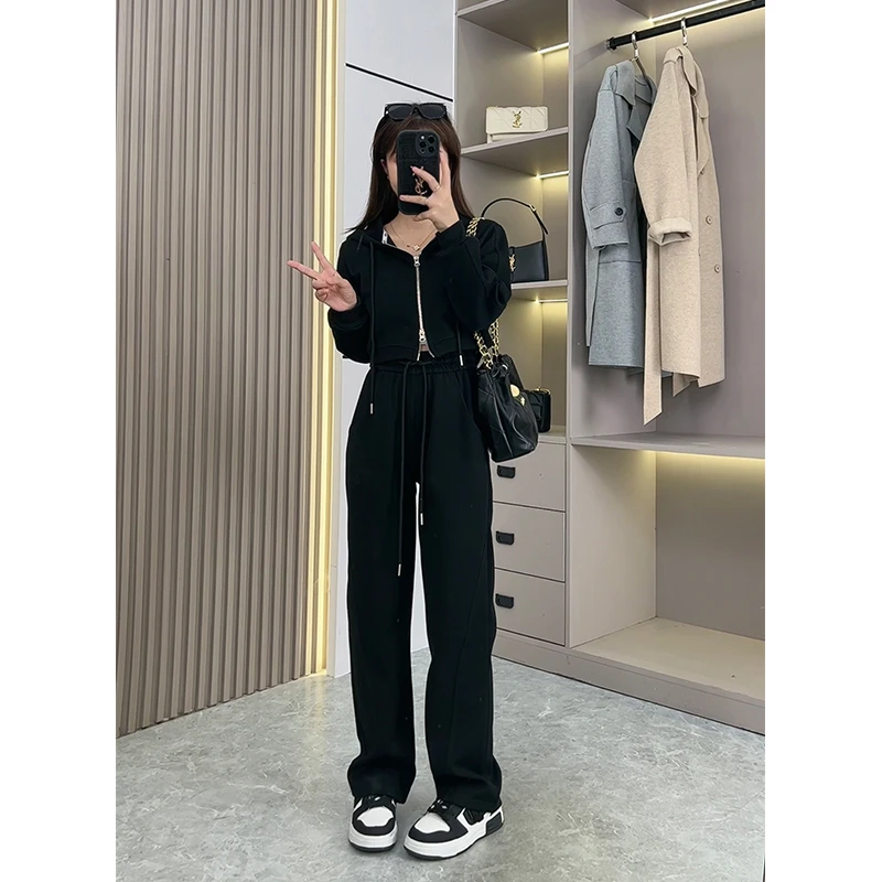 新款2024年春季小个子运动休闲百搭宽松套装两件套女百搭阔腿裤