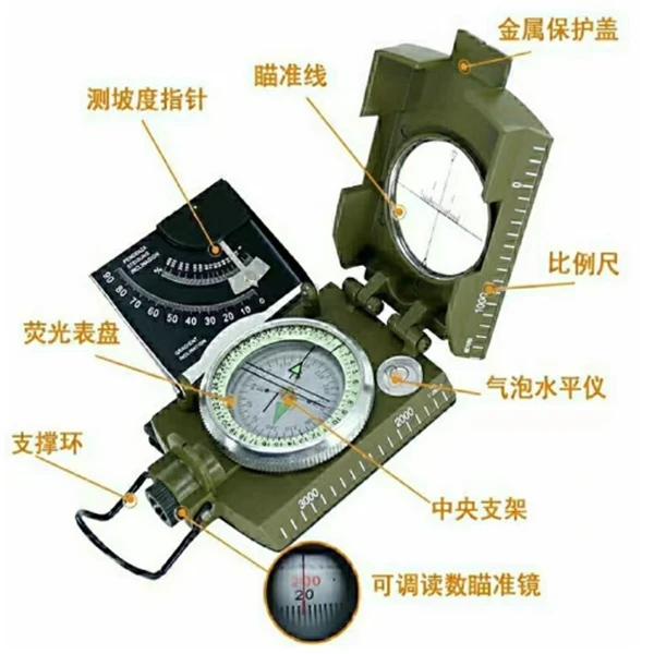 易行高精准二十四山多功能指南针户外行山专业版自动测量方位罗盘