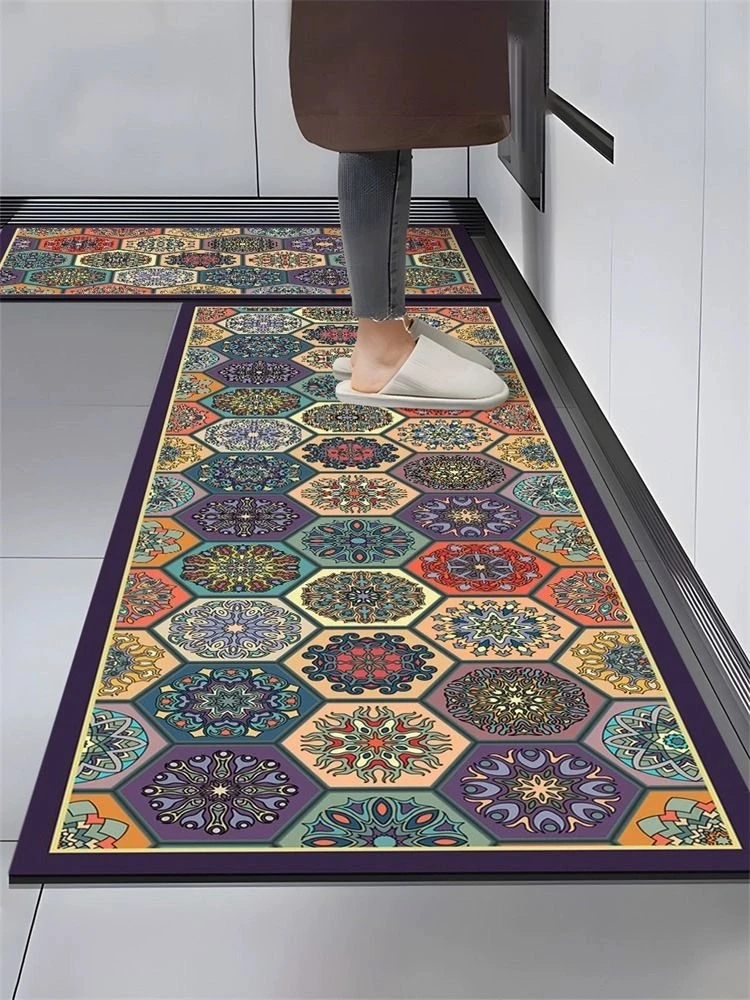 波西米亚款硅藻泥吸水吸油防滑防水免洗地垫长条