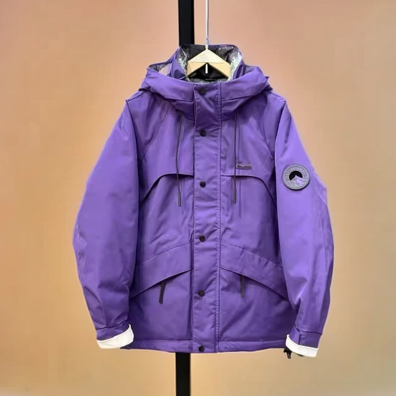 29867新款男士工装连帽时尚百搭纯色防寒服