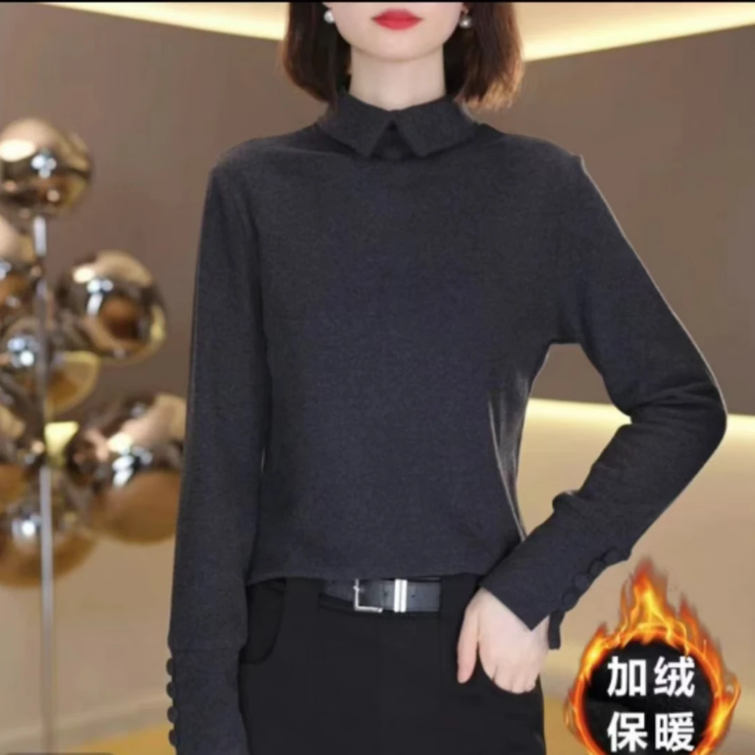 Z005秋冬新款2024打底衫保暖长袖加厚女百搭上衣