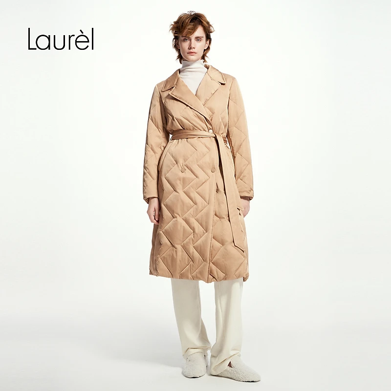 Laurel劳芮冬新款长款系带羽绒服女LWD344L027DX