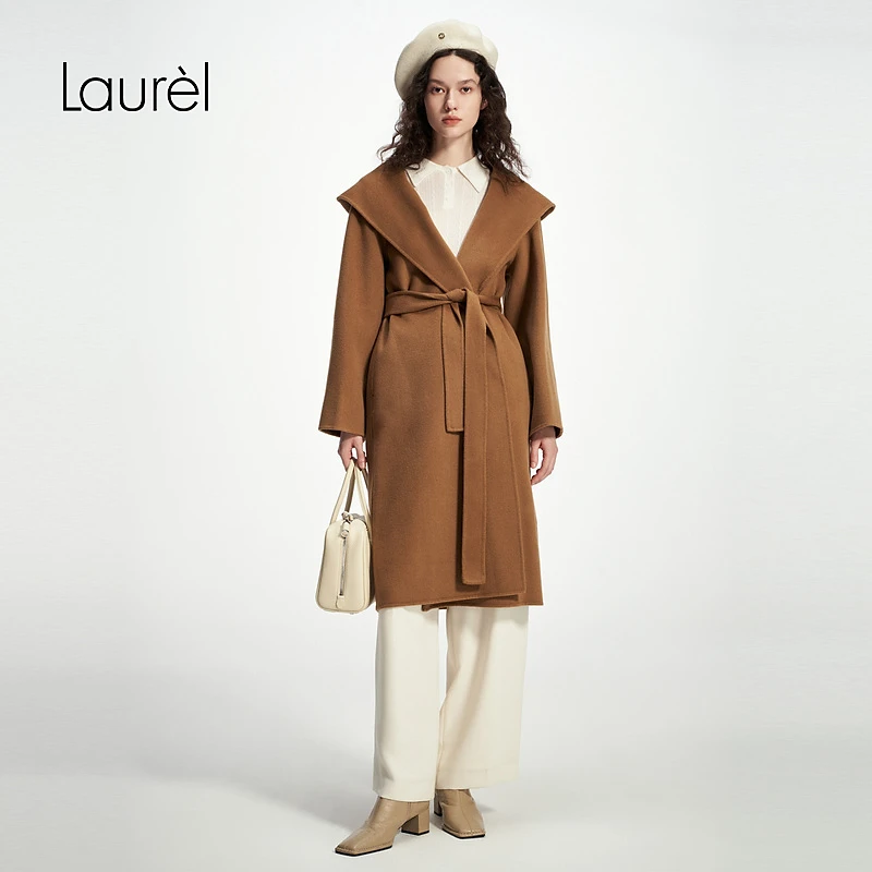Laurel劳芮冬新款系带中长大衣女LWD344D026DX