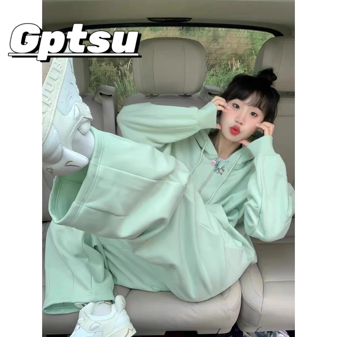 GPTSu可爱少女运动服套装女春秋新款卫衣宽松韩版学生休闲两件套