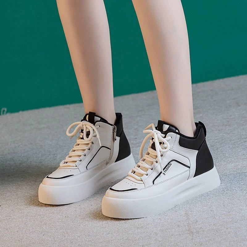 2025大码高帮鞋女春夏新款百搭运动加绒厚底休闲小白鞋高级感爆款