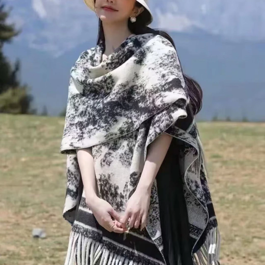 【 雨•美 推荐 】6601水墨画晕染大款披肩