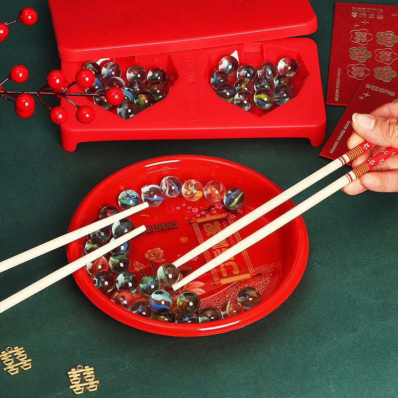 双龙戏珠接亲游戏道具喜筷夹弹珠结婚堵门整蛊伴郎婚礼创意热闹