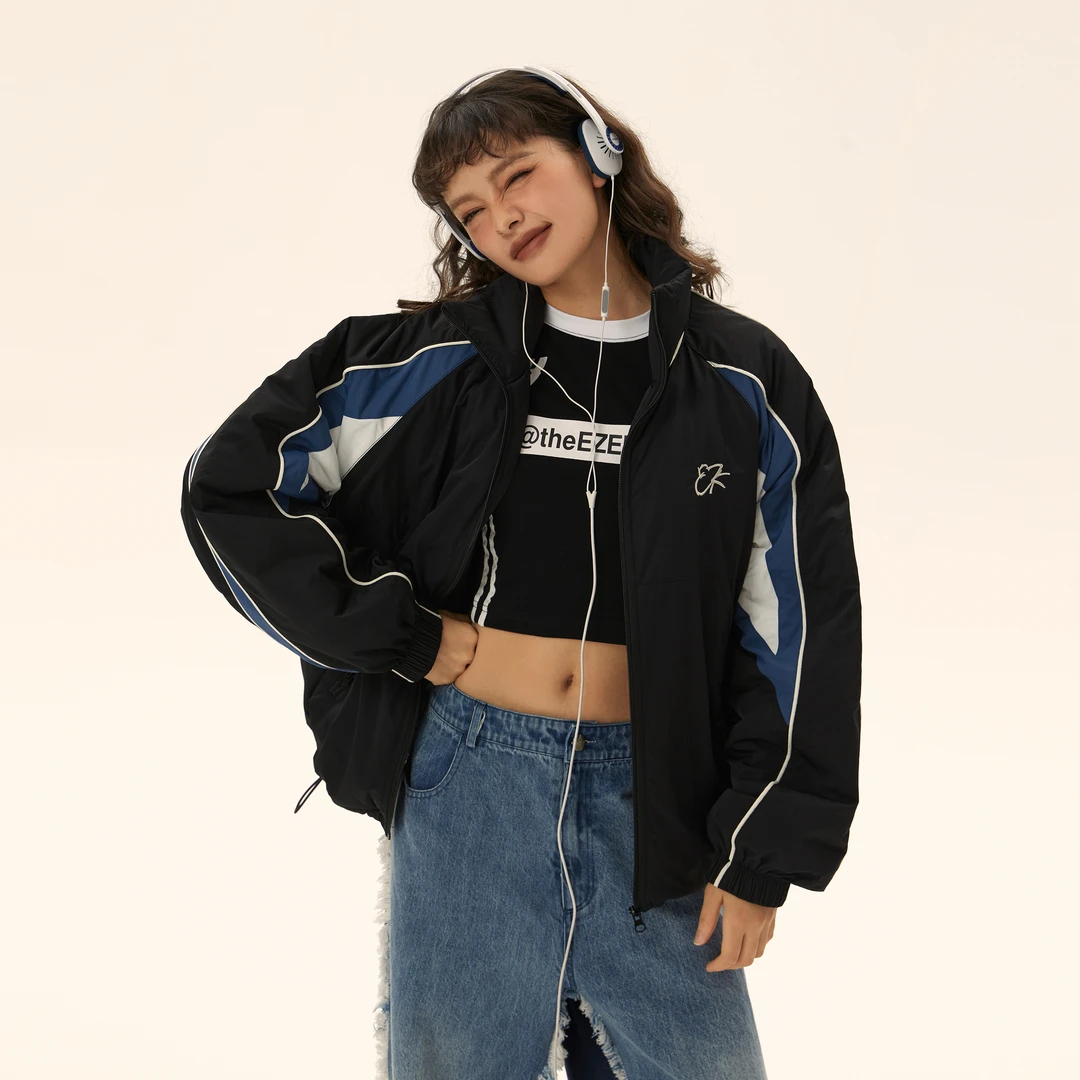 EZEK美式复古vintage夹克棉服女冬季休闲运动学生棉衣外套潮