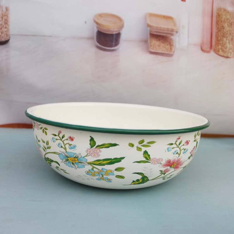 2只装 加厚搪瓷小盆老式菜碗厨房凉菜搅拌碗家用菜盆汤盆碗汤面碗