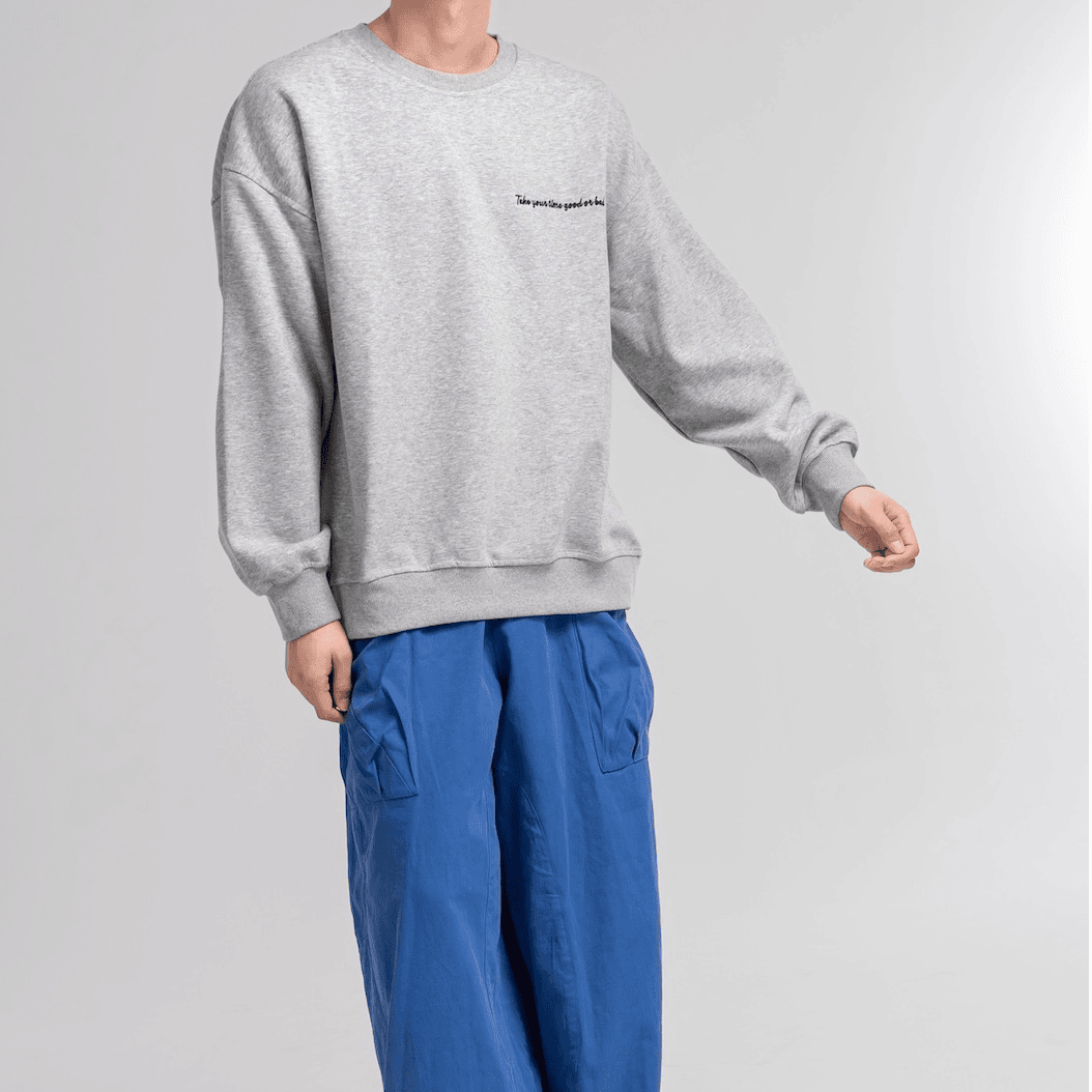 美式秋季男上衣圆领宽松休闲百搭长袖打底衫套头卫衣SP34WY008