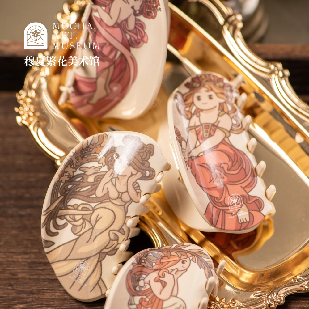 穆夏繁花时尚发夹创意后脑勺抓夹艺术卡通可爱鲨鱼夹头饰发卡夹子