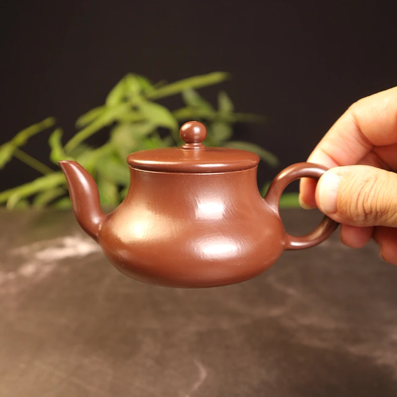 潮州手拉壶紫泥壶紫砂壶全手君德壶家用三杯功夫茶具茶壶