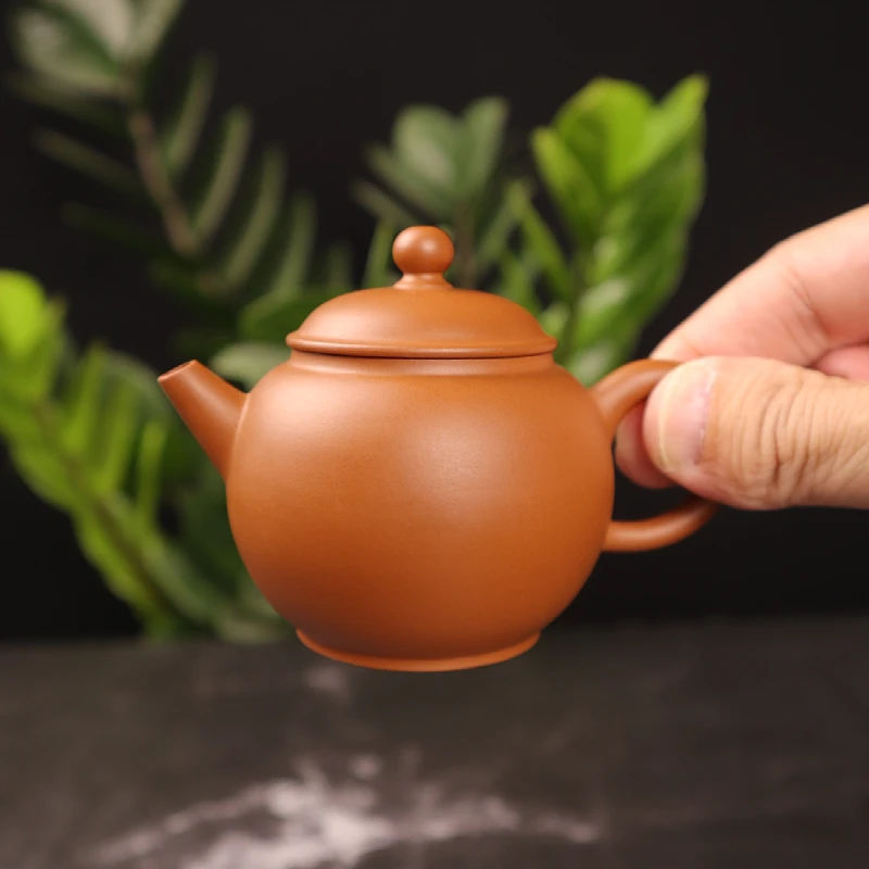 潮州手拉壶 原矿鸡蛋黄泥经典器型工夫小茶壶 手工制 紫砂壶 家用