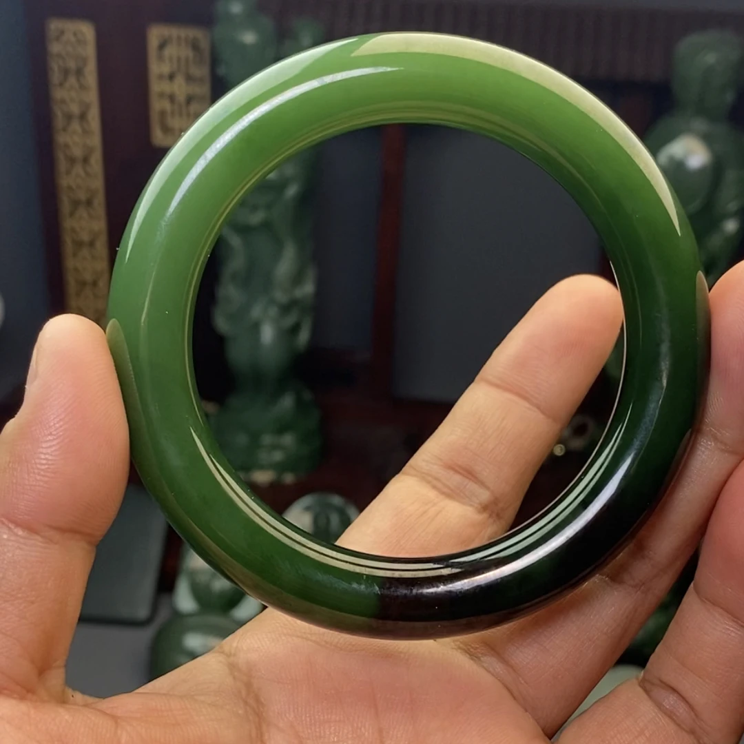 和田玉碧玉红皮镯子圆条