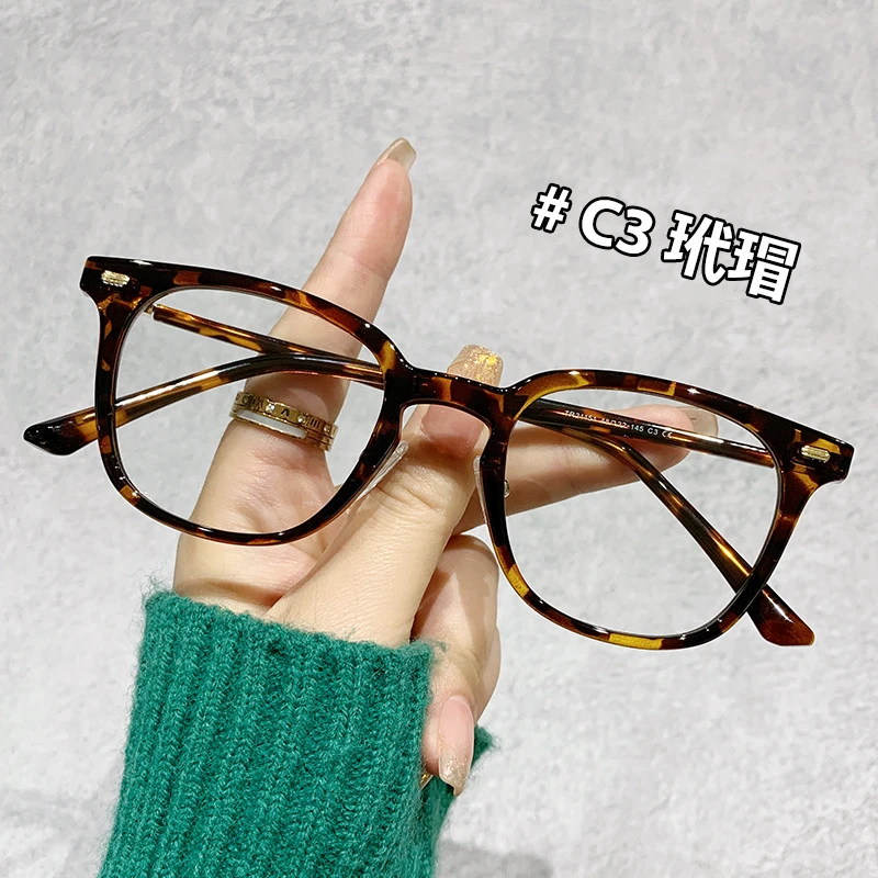 玳瑁复古超轻平光镜男女网红小框百搭韩版防蓝光方形可配近视眼镜
