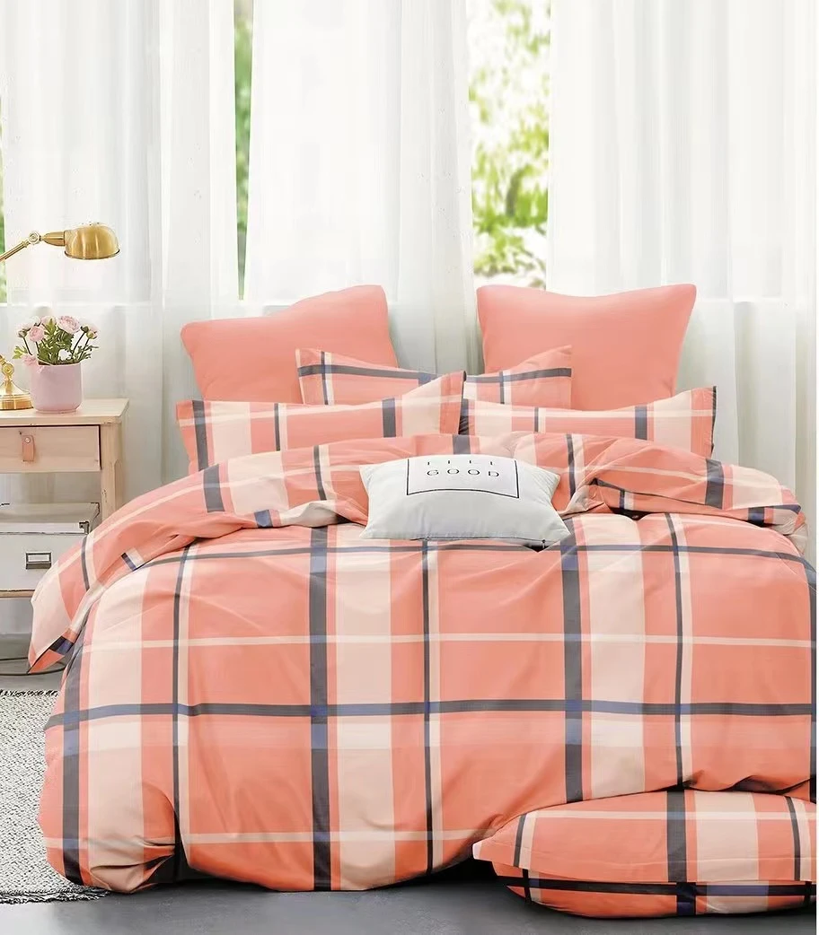 枕套0.5m*0.8m一对-粉格（磨毛亲肤柔软）