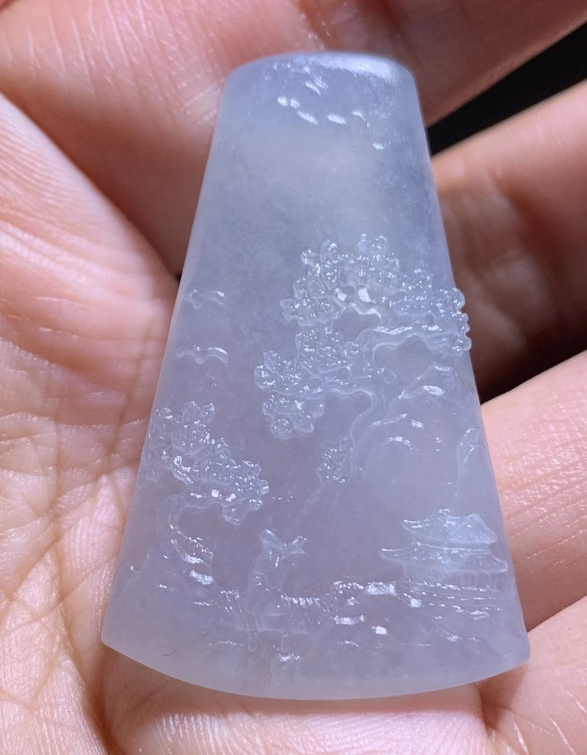 【精选•山水】缅甸天然A货翡翠毛货冰种老料手工精工意境山水挂件