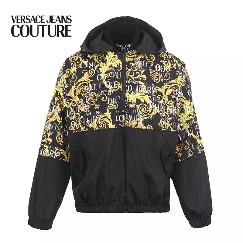 【折扣甄选】VersaceJeansCouture男士印花可拆卸帽子运动夹克外套