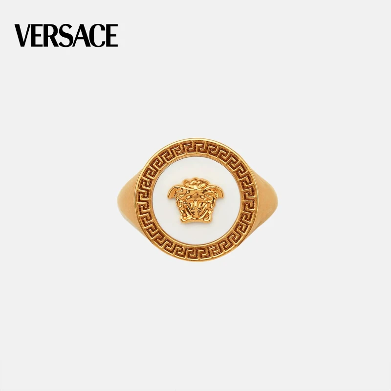 VERSACE/范思哲 男士Medusa美杜莎希腊回纹外框戒指
