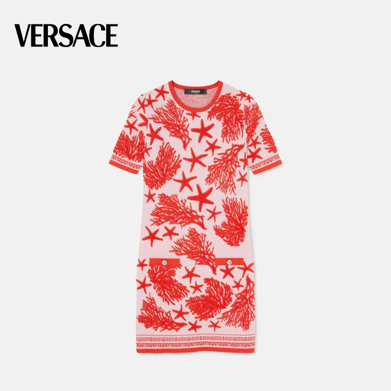 VERSACE/范思哲 女士Barocco de la Mer针织迷笛连衣裙