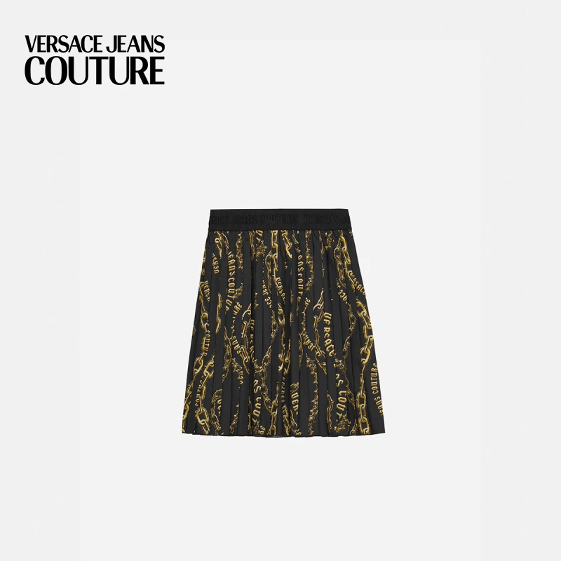 【秋冬新品】VERSACE JEANS COUTURE 女士Chain Couture百褶迷你裙