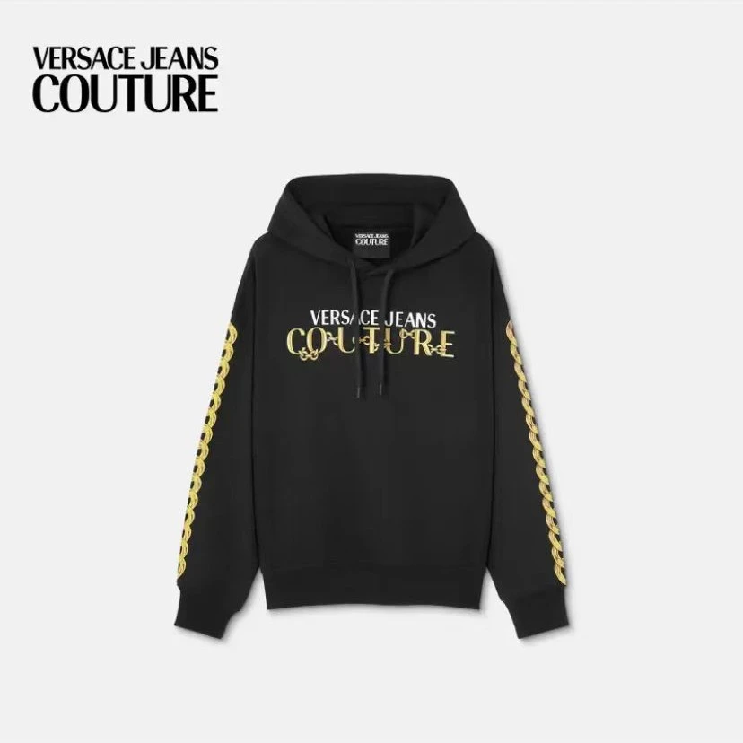 【折扣甄选】VERSACEJEANSCOUTUREChainLogo情侣潮流经典印花连帽衫