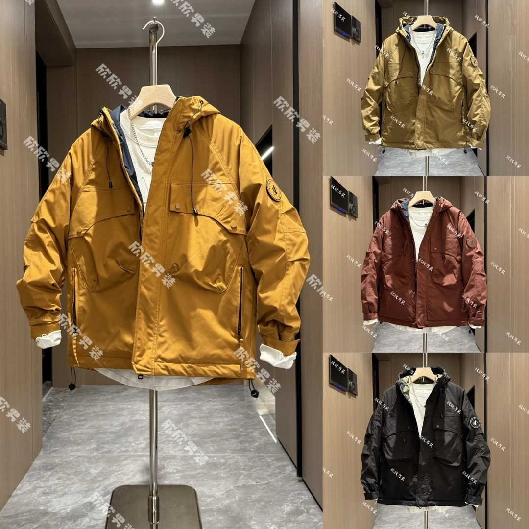 棉服冲锋衣简约户外潮流时尚连帽男士休闲外套