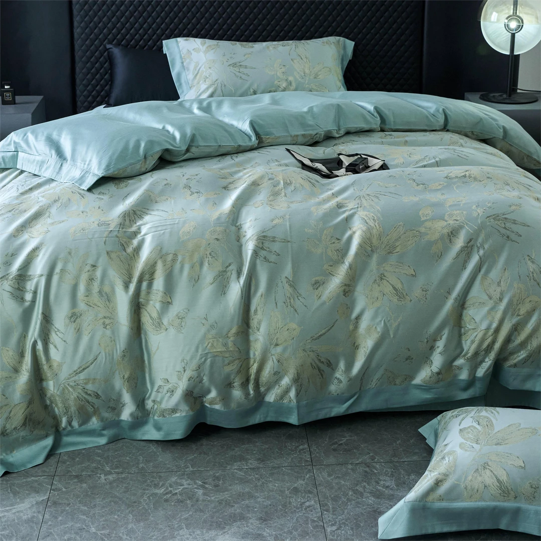 【天丝棉四件套】天丝棉披径色纬色织大提花四件套透气凉爽丝滑高端